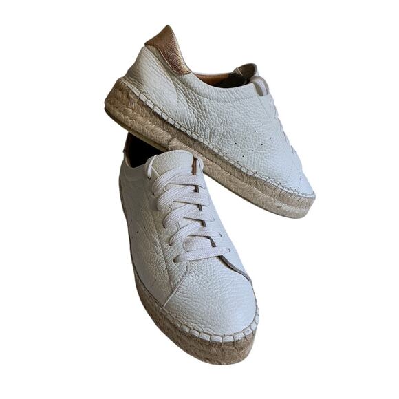 Dalson Espadrilles White Leather Lace Up Jute Platform Sneakers Sz 6/EU37 - Picture 9 of 12